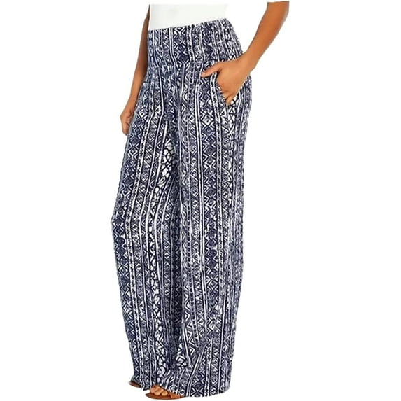 Three Dots Womens Printed Pant,Distressed Aztec Indigo,Small