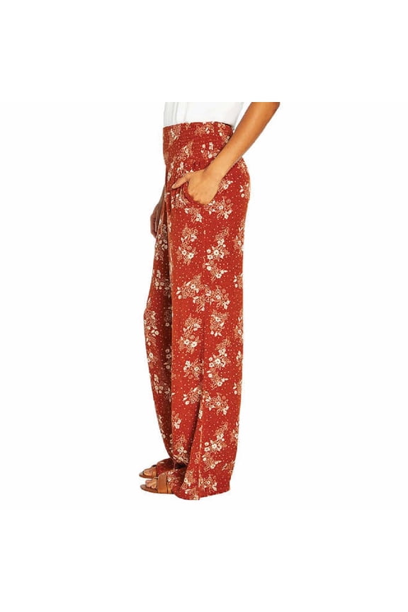 Womens Pull on Pants Size: S, Color: Burnt Orange Floral Dot