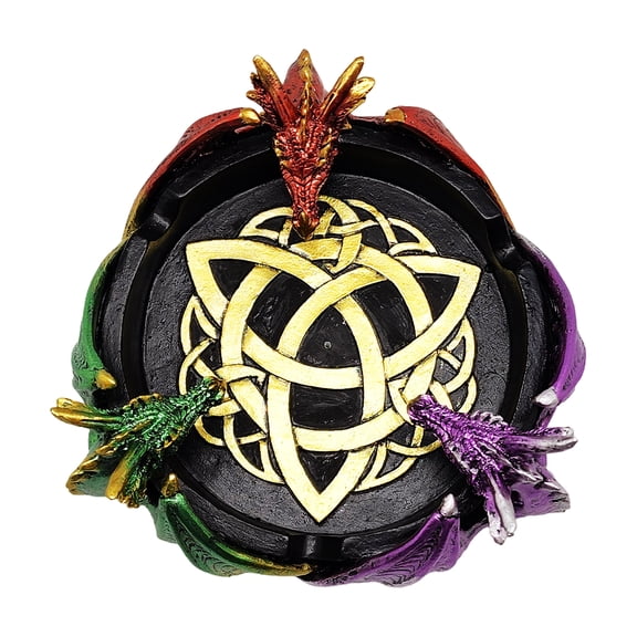 Three Dragon Ashtray & Incense Burner Hand-Painted Cold Cast Resin Fantasy Holder for Home Dcor, Aromatherapy & Collector Display