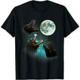 thumbnail image 1 of Three Dragons Howl At Moon 3 Wolfs Wolves Funny Parody T-Shirt Black 4X-Large, 1 of 4