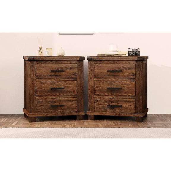 Three - Drawer Design / Bedroom Essential / Solid Reclaimed Pine Nightstand