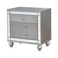 thumbnail image 1 of Three Drawer Solid Wood Nightstand with Mirror Accent Trim Front, Silver - 29.25 x 28 x 18 in., 1 of 1