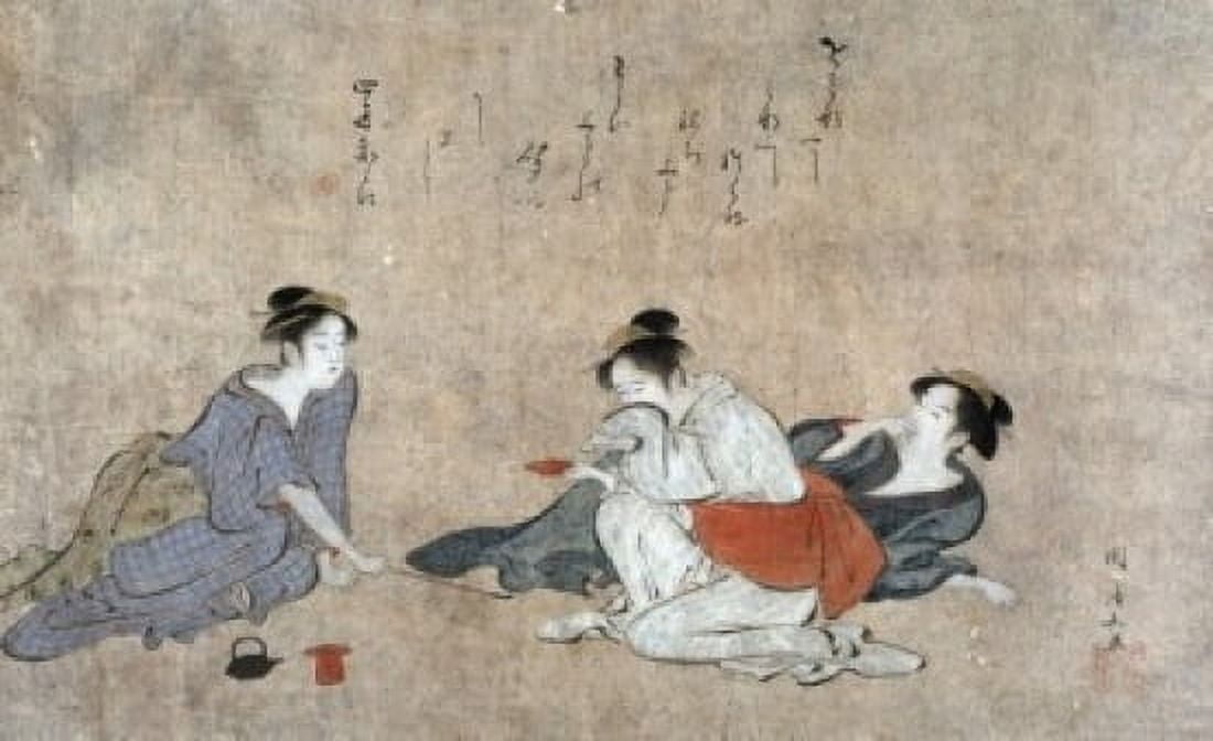 Three Drunken Women C1787 Torii Kuyonobu (1664-1729 Japanese) Woodcut print Canvas Art - Torii Kiyonobu (24 x 36)