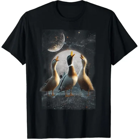 Three Ducks Howling At The Moon Funny Pet Parody Gift Unisex T-Shirt