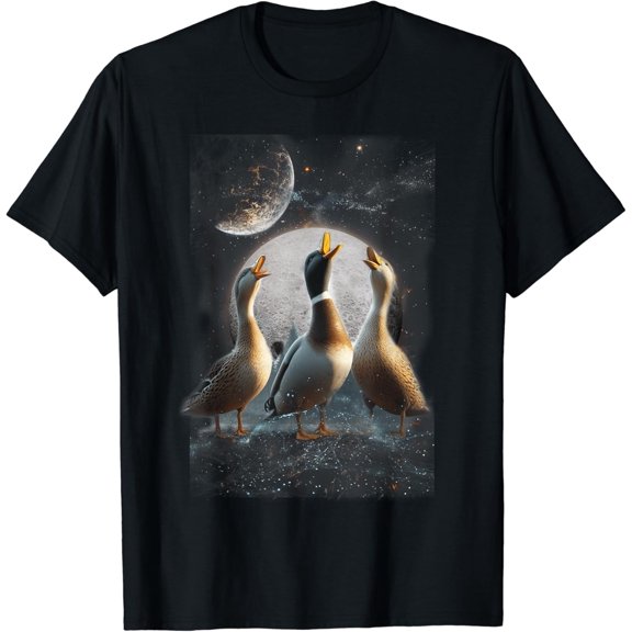 Three Ducks Howling At The Moon Pet Duck T-Shirt