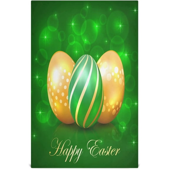 Three Easter Eggs Green Kitchen Tea Towels Set of 1 Absorbent Hand Dish Towels, Glitting Dishcloths Lint-Free 18x28 Inch Fast Drying for Cooking Baking Home Clean