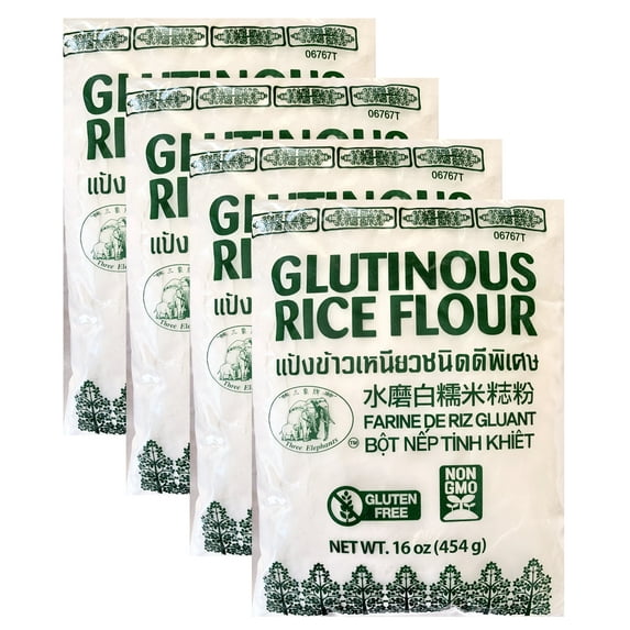 Three Elephants Dried Glutinous Rice Flour 16 oz (Pack of 4)