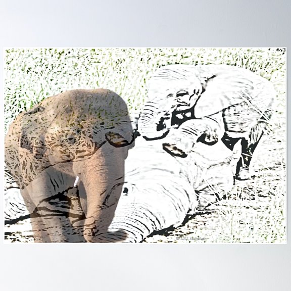 Three Elephants Poster Wall Art, Modern Wall Decor For Living Room Bedroom, 12x18 UNFRAMED