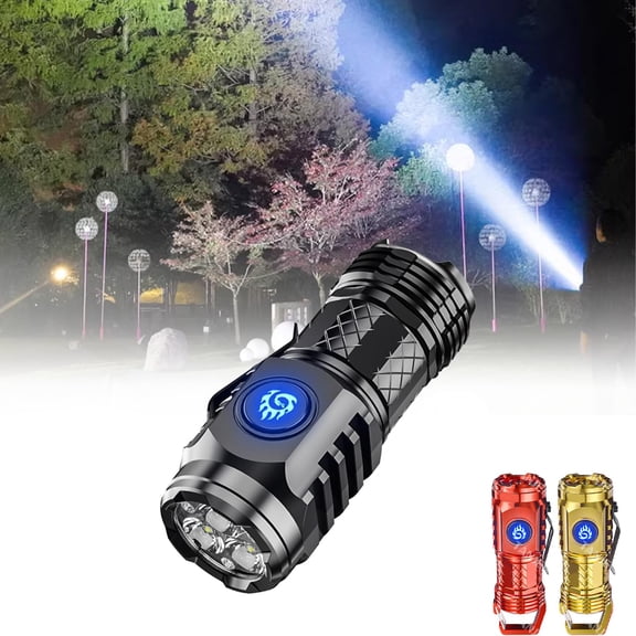 Three-Eyed Monster Mini Flash Super Power Flashlight, German Three Eyed Monster Mini Flashlight, Thumb Sized Flashlight, Original Three Eyed Monster Mini Flashlight With Magnetic Base (Black Sliver)