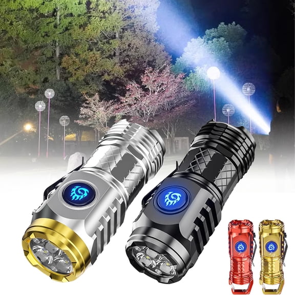 Three-Eyed Monster Mini Flash Super Power Flashlight, German Three Eyed Monster Mini Flashlight, Thumb Sized Flashlight, Original Three Eyed Monster Mini Flashlight With Magnetic Base (Black Sliver)