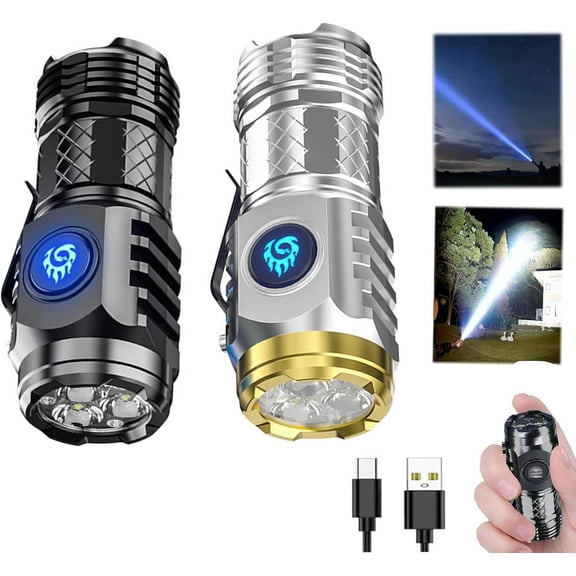 Three-Eyed Monster Mini Flash Super Power Flashlight, Thumb Sized Flashlight Waterproof High Lumen, Mini Flashlights Rechargeable Pocket Flashlight for Outdoor