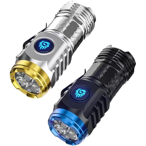 Three-Eyed Monster Mini Flashlight, Mini Flash Super Power Flashlight, Rechargeable LED Flashlights High Lumens, 3 Lighting Modes, Flashlights for Home/Camping (2pcs)