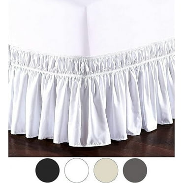 Three Fabric Easy On/Easy Off Dust Ruffled Solid Bed Skirt, 16 Inch Tailored Drop, Sides Wrap Around Elastic Style, , Wrinkle and Fade Resistant