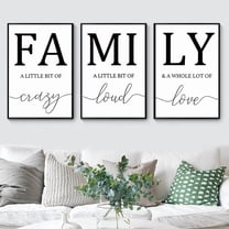 Three Family Wall Paintings, Love's Inspiration Canvas Wall Art Decoration, Frameless, Suitable for Home Bedroom Living Room Decoration