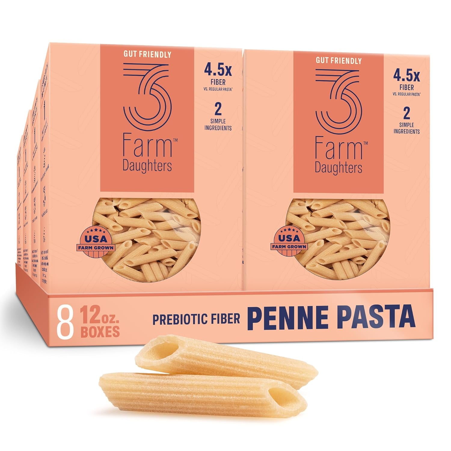 Three Farm Daughters High Fiber Pasta Penne Pack, Low GI, Non GMO Penne