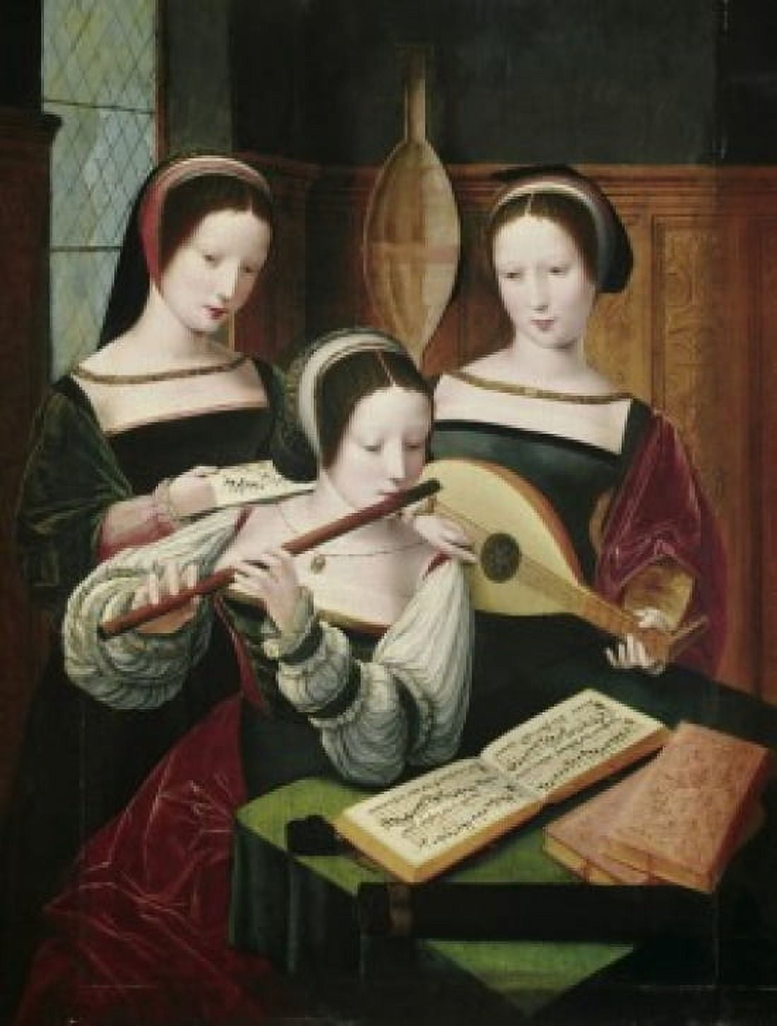 Three Female Musicians 16th C Artist Unknown Canvas Art - (18 x 24)