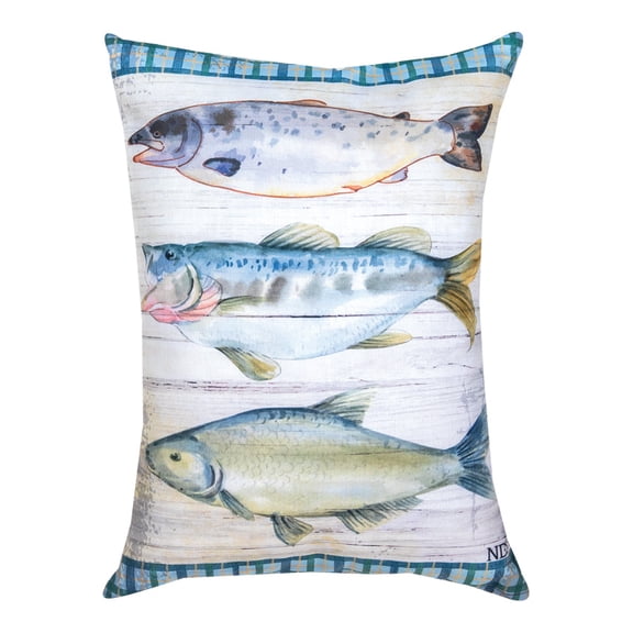 Three Fish Climaweave Pillow 13"X18" Indoor/Outdoor