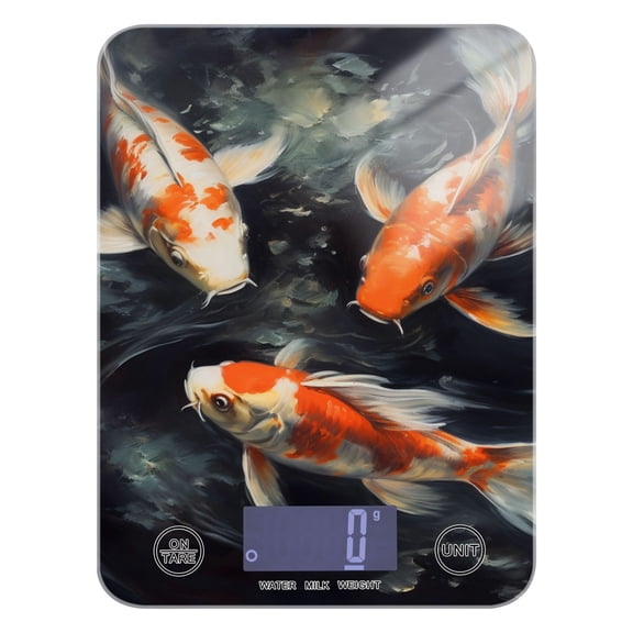 Three Fish Food Scale Digital Kitchen Scale Waterproof Tempered Glass Tare Function 11 lb for Baking Cooking Meal Prep