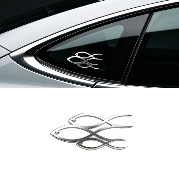 Three Fish Metal Decal, 1.5mm Anti-Rust Stainless Steel Car Sticker, Waterproof Emblem for Vehicle, Guitar, Piano & Home Decor