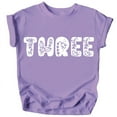 thumbnail image 1 of Three Floral Numbers Ages 1-7 Girl's 3rd Birthday Shirt Purple Shirt 4T, 1 of 2