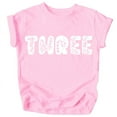 thumbnail image 1 of Three Floral Numbers Ages 1-7 Girl's 3rd Birthday Shirt White on Pink Shirt 4T, 1 of 2