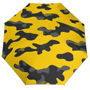 Three Fold Automatic Umbrella Stable Wind Waterproof Sun Block Uv Strong Water Resistance For Outdoor Activities Travel Shopping Vector Camouflage Pattern Yellow_2