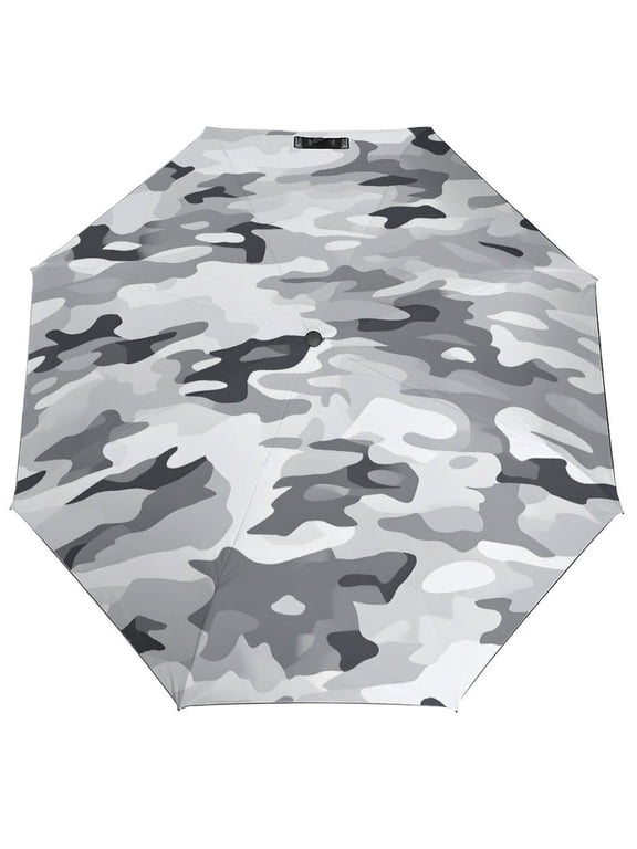 Three Fold Automatic Umbrella Stable Wind Waterproof Sun Block Uv Strong Water Resistance For Outdoor Activities Travel Shopping Vector Camouflage Pattern Gray_3
