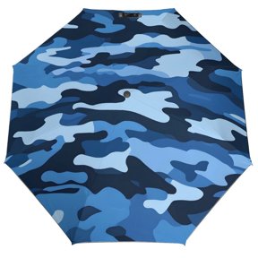 Three Fold Automatic Umbrella Stable Wind Waterproof Sun Block Uv Strong Water Resistance For Outdoor Activities Travel Shopping Vector Camouflage Pattern Blue_1
