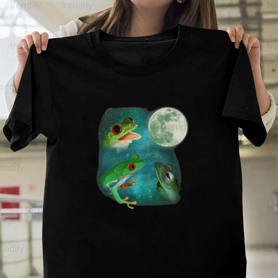 Three Frogs and The Moon, A Funny Vintage Style Animal Lover Gift,, H8697 Unisex T-Shirt, Up to 5XL Available