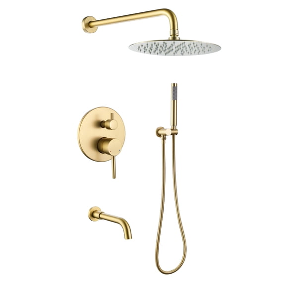 Three Functions Complete Shower System, Shower Faucet Set with Bathroom Bathtub Faucet with Rough-in Valve