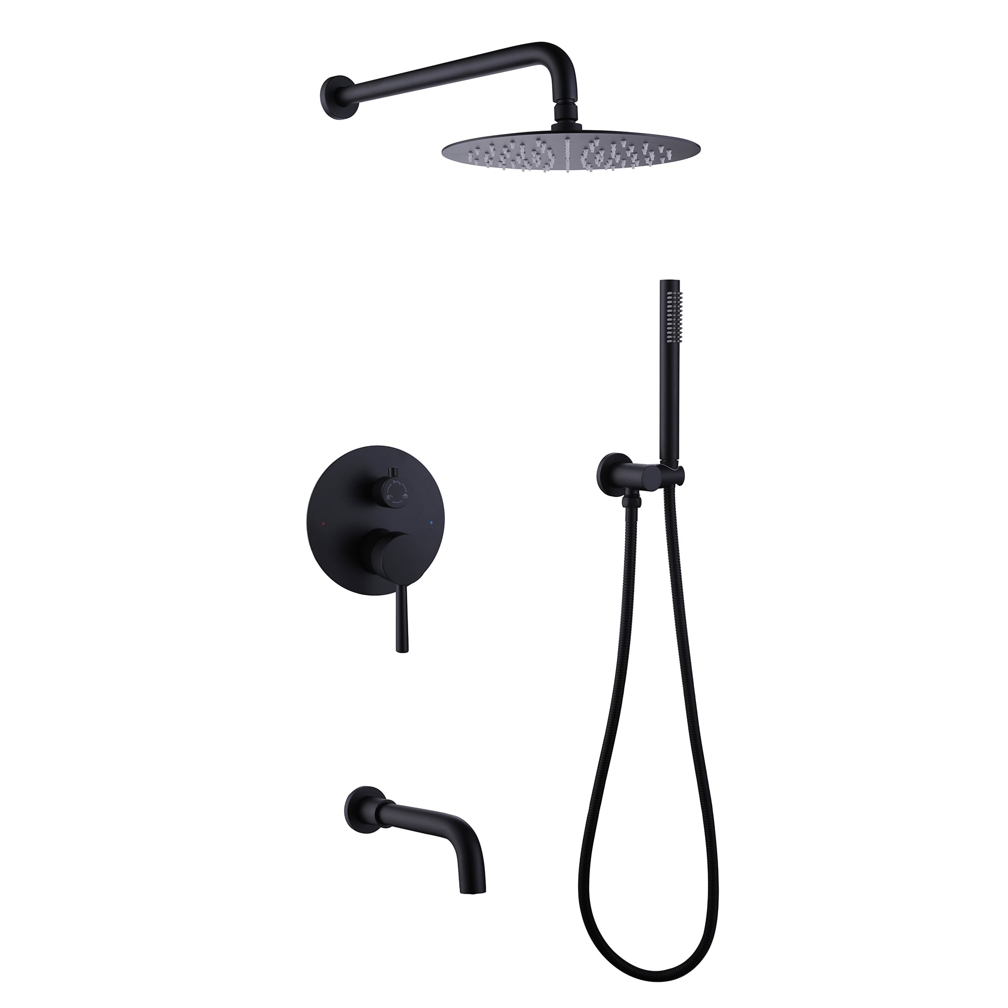 Three Functions Complete Shower System, Shower Faucet Set with Bathroom Bathtub Faucet with Rough-in Valve