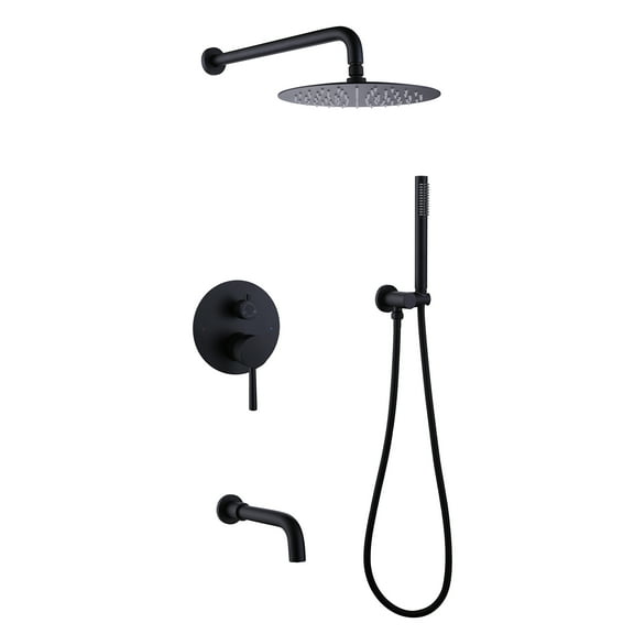 Three Functions Complete Shower System, Shower Faucet Set with Bathroom Bathtub Faucet with Rough-in Valve
