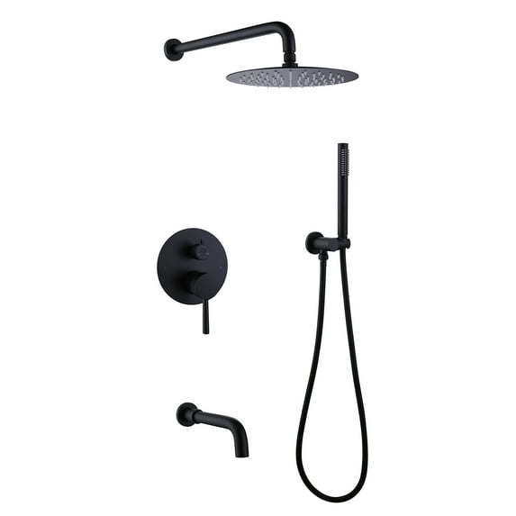 Three Functions Complete Shower System, Shower Faucet Set with Bathroom Bathtub Faucet with Rough-in Valve