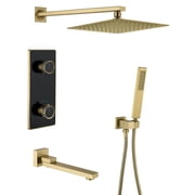 Three Functions Temperature Display Shower Set, Thermostatic Shower Faucet with Rough-in Valve
