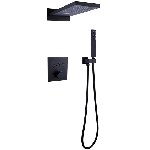 Three Functions Thermostatic Shower System, Dual-function Rainfall Shower Head with Handheld Sprayer