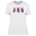 thumbnail image 1 of Three Funny Purple Owls T-Shirt Women -Image by Shutterstock, Female Small, 1 of 2