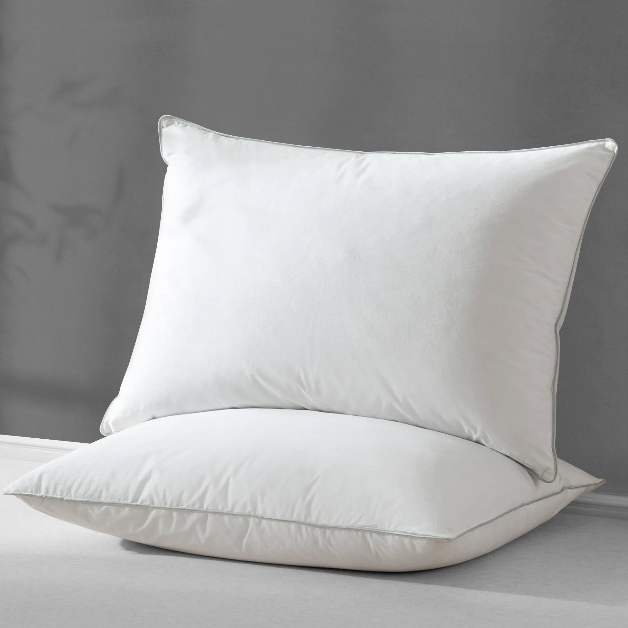 Three Geese Feather Down Pillows Set Of 2, 100 Cotton, King Size, For