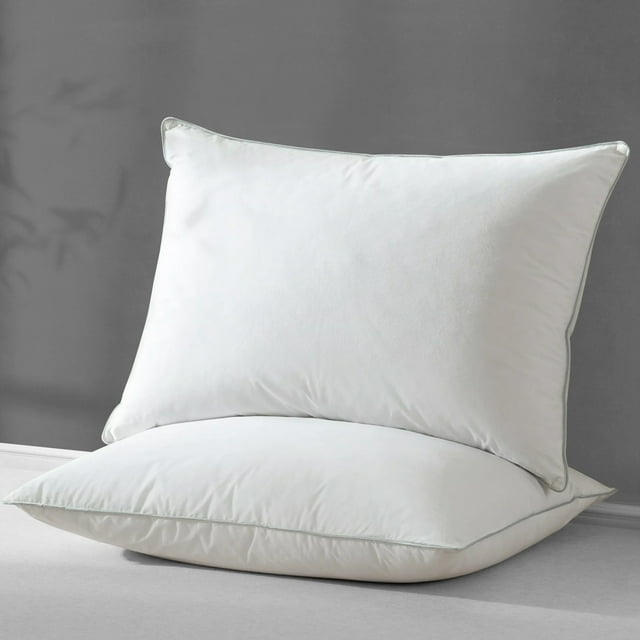 Three Geese Goose Feather Down Pillows Set Of 2, Luxury Bed Pillows