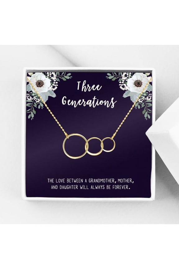 Three Generation Gift for Grandma, Mother, Daughter, Gift for Mom, Gift for Her, Gift for Mother's Day with Gift Box and Ship Next Day! [Gold Triple Infinity Cube , No-Personalized Card]