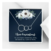 Three Generation Mother's Day Jewelry, Three Generation Necklace and Card Gift, Gift for Mom, Gift for Mother, with Gift Box and Ships Next Day! [Silver Triple Infinity Rings, No-Personalized Card]