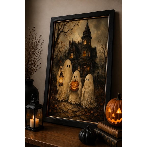 Three Ghosts Haunted House Wall Art Print