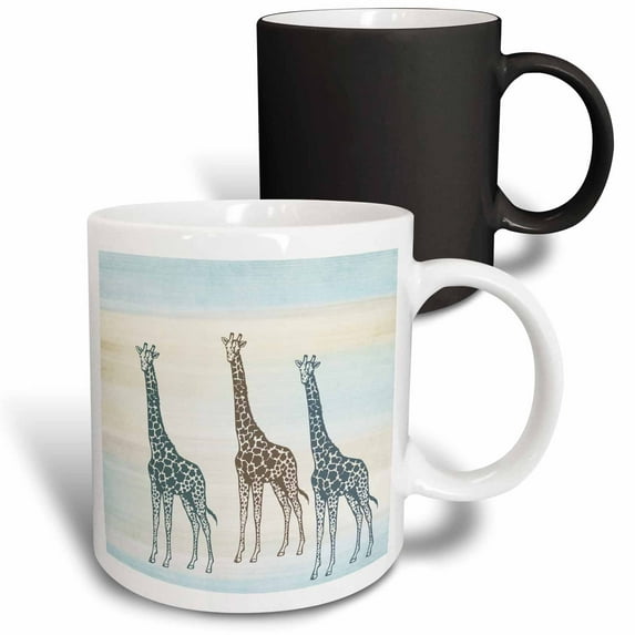 3drose, Three Giraffes Cute Animals Art, 11oz Magic Transforming Mug