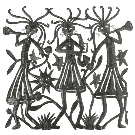 Three Girl Musicians Recycled Steel