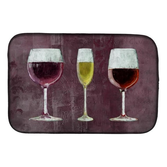 Three Glasses of Wine Purple Dish Drying Mat