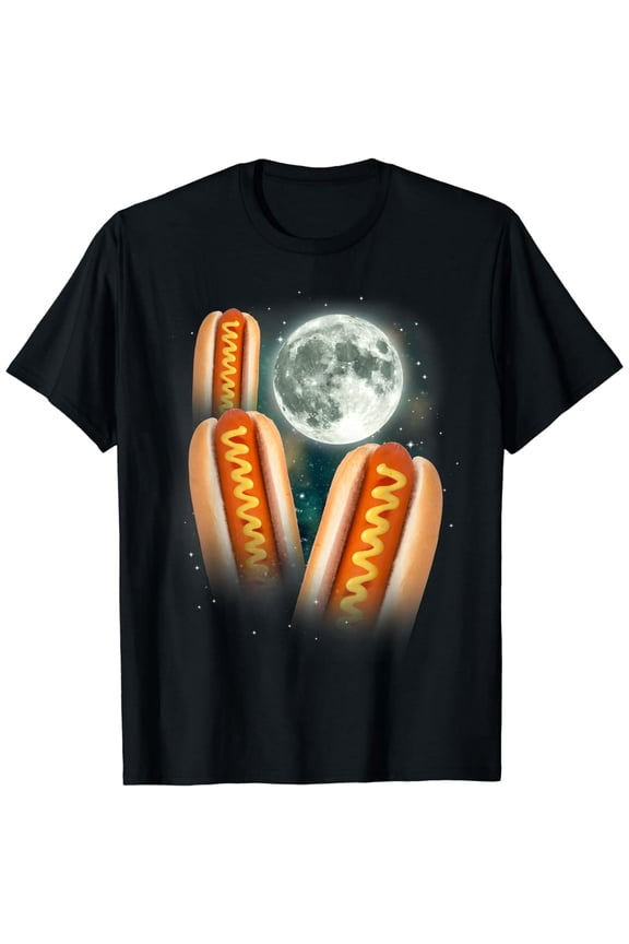 Three Glizzy Moon | Funny 3 Howling Hotdogs Cursed Meme T-Shirt