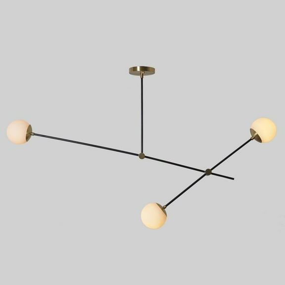 Three Globe Light Stilnovo Style Brass Sputnik parallel Chandelier Sputnik Fixture Milky Globes Bras Fixture