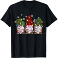 thumbnail image 1 of Three Gnomes Shirt Men Women Buffalo Plaid Red Christmas T-Shirt, 1 of 4