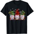 thumbnail image 1 of Three Gnomes Shirt Men Women Buffalo Plaid Red Christmas T-Shirt, 1 of 3