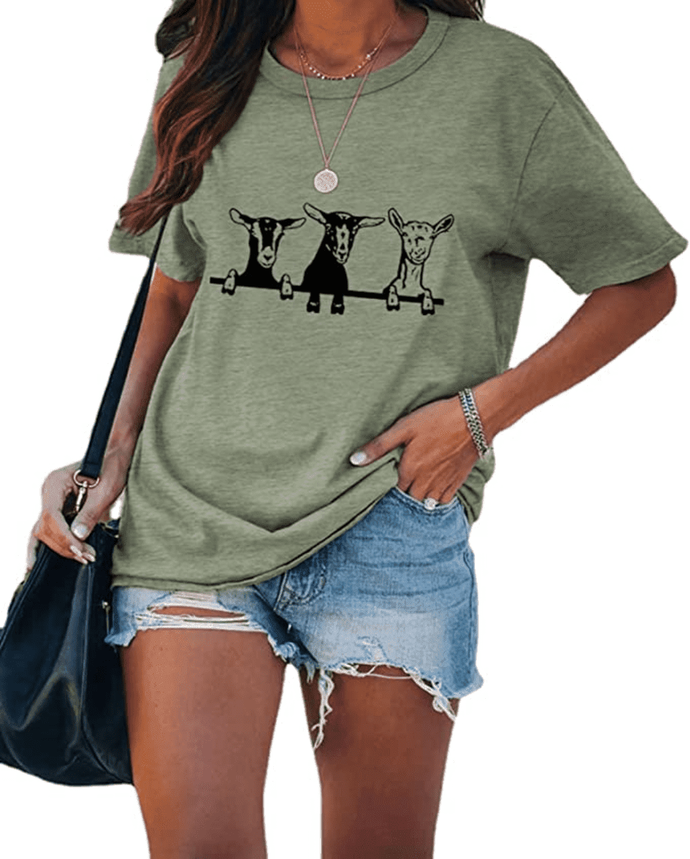 YourTops Women's "Weekends, Coffee & Dogs" Funny T-Shirt - Casual Cotton Blend Tee (Army Green, XL)