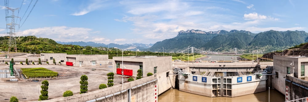 Three Gorges Dam Yangtze River Sandouping Hubei Province China Canvas Art - Panoramic Images (12 x 36)